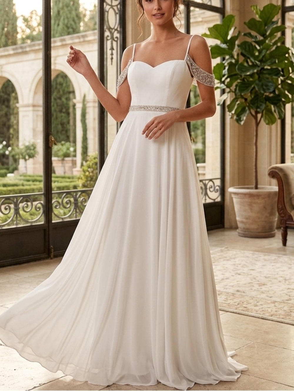 LULUS Love and Devotion White Beaded Maxi Dress size 4